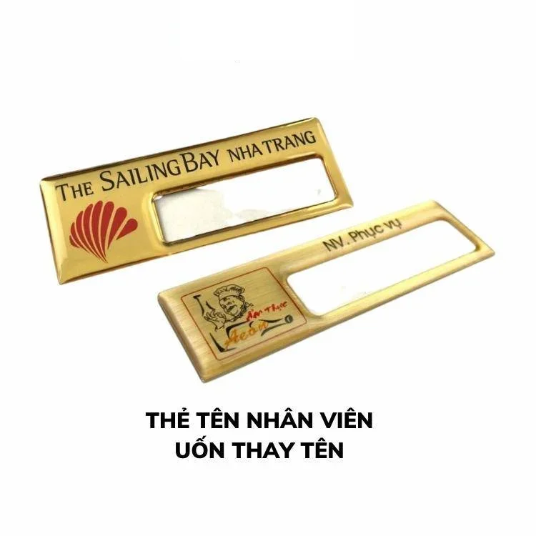 Biển tên nhân viên đục lỗ thay tên | condau.com.vn