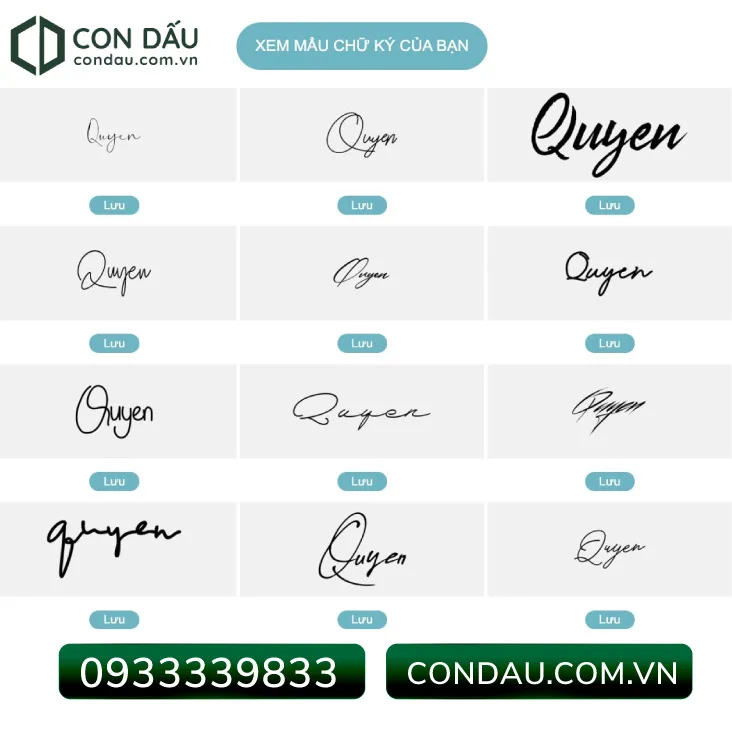 Chọn phong cách chữ ký cá nhân | Khắc Dấu Quốc Tiến